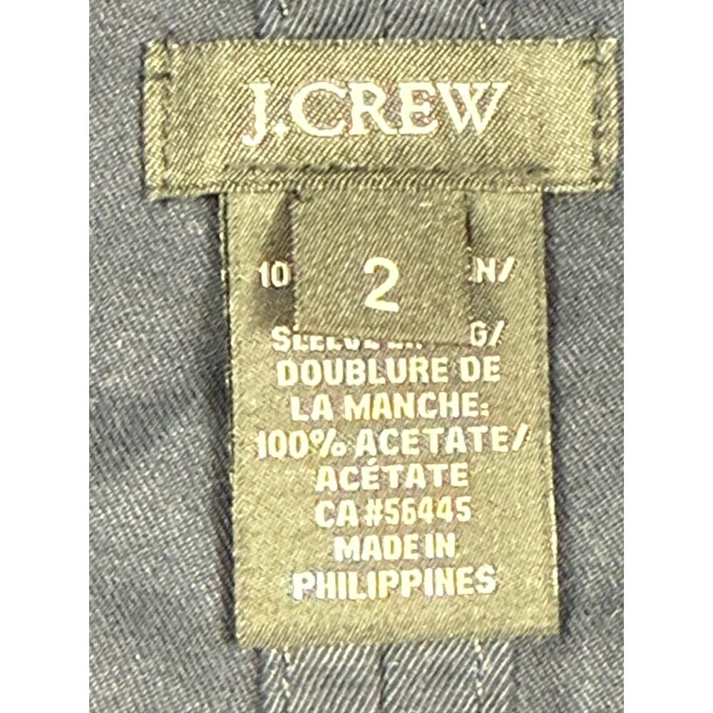 J.Crew Women Hooded Trench Coat Belted Cuffed Zip Navy Blue Cotton Size 2 - Picture 3 of 10